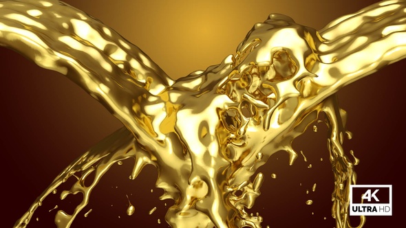Fountain Liquid Gold Splash Collision