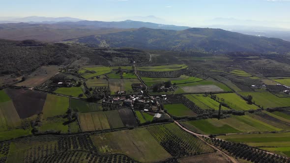 View From Drone Beautiful Green Fields