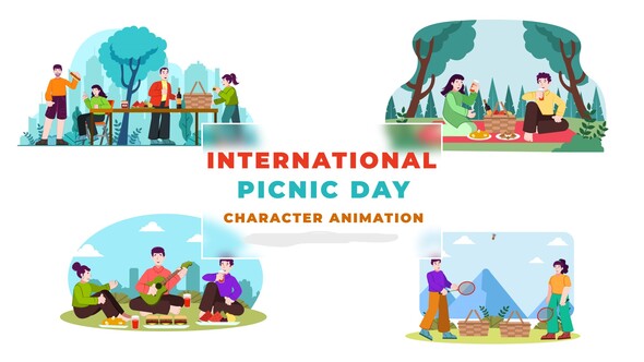 International Picnic Day Character Animation Scene