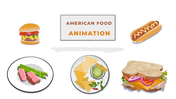 American Food Character Animation Scene