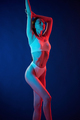 Young woman in underwear is in the studio with neon lights - PhotoDune Item for Sale