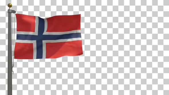 Norway Flag on Flagpole with Alpha Channel