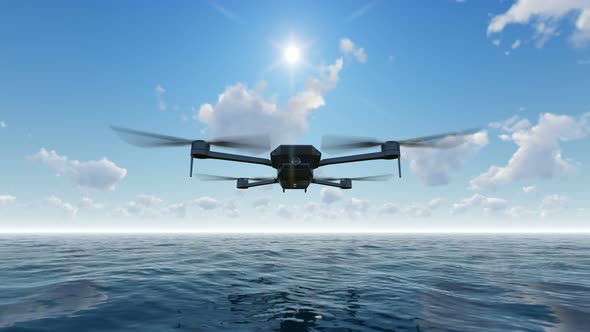 Drone Flying Above The Sea