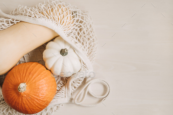 on table. Autumn pumpkin thanksgiving background