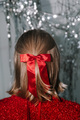 woman red ribbon bow hair christmas party - PhotoDune Item for Sale