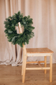 christmas wreath decor wooden chair studio background - PhotoDune Item for Sale
