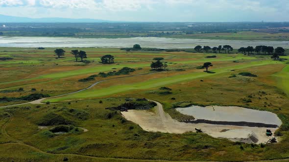 Aerial cinematic  view over Irish landscape