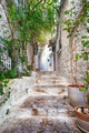 Narrow street with stone houses and green plants - PhotoDune Item for Sale