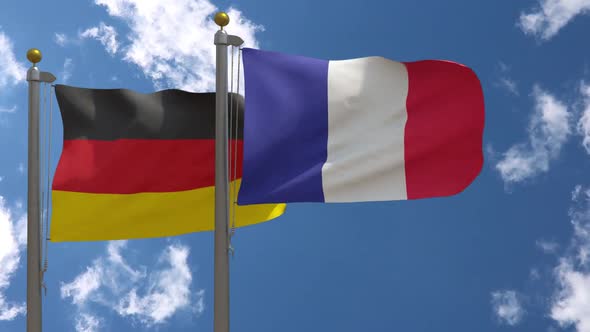Germany Flag Vs France On Flagpole