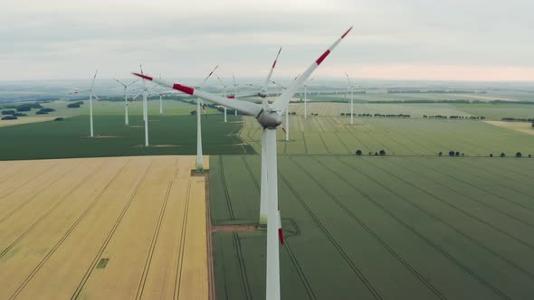 A Group of Wind Turbines Used To Produce Electricity Against the Background of the Central European