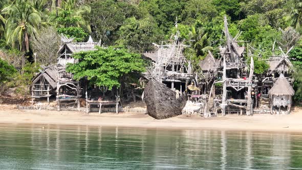 Old Wooden Pirate Boat on the Beach in Koh Phayam Ranong Thailand