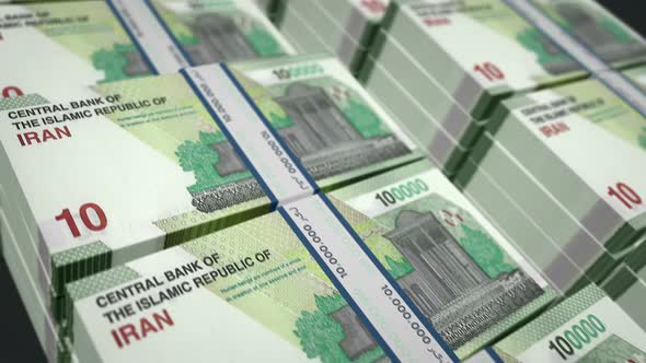 Iranian Rial money banknotes pack seamless loop