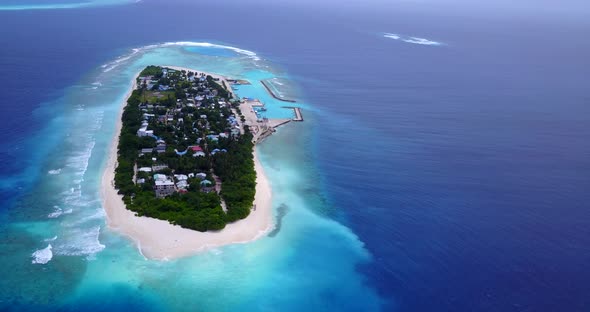 Natural aerial abstract shot of a white sand paradise beach and aqua blue ocean background in high r