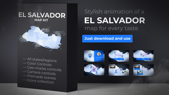 El Salvador Map - Republic of El Salvador Map Kit