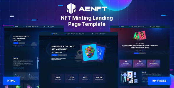 Aenft - NFT Minting or Collection Landing Page HTML Template