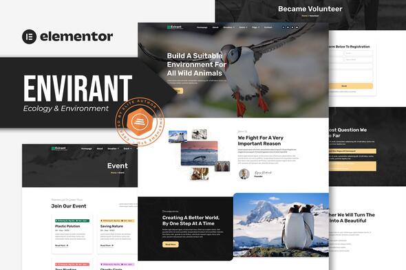 Envirant - Ecology and Environment Elementor Pro Template Kit