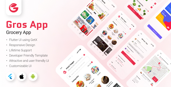 eCommerce mobile app template for Grocery store - Flutter App UI Kit