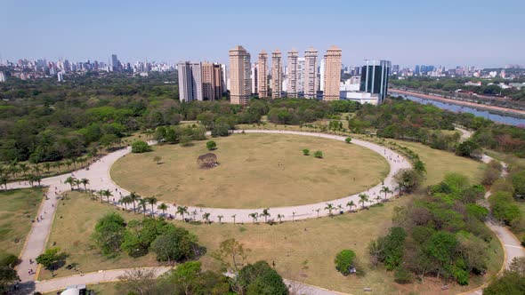 Nature state park at Sao Paulo Brazil. Villa Lobos forest park.