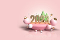 Christmas and New Year 2023 on Pink background. Realistic 3d design - PhotoDune Item for Sale