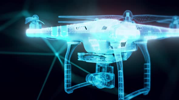 drone hologram Close up 4k alt