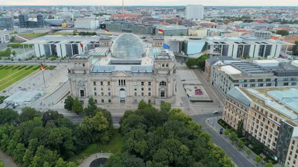 Aerial View of Reichstag (Bundestag) - German Parliament Building in Berlin