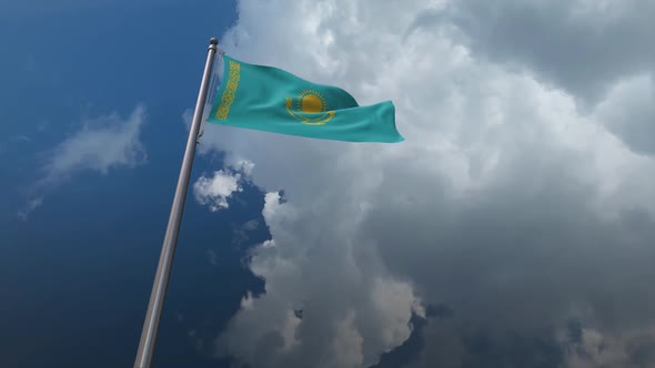Kazakhstan Flag Waving 2K