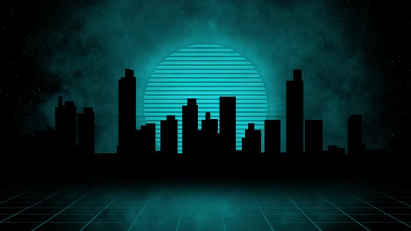 Abstract Sunny Retro City Color Light Blue