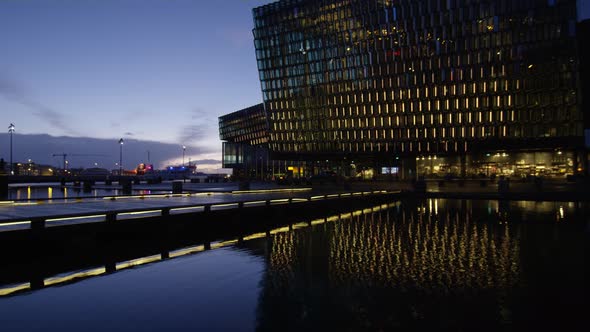 Tourist Taking Pictures of Galeria Harpa, Timelapse