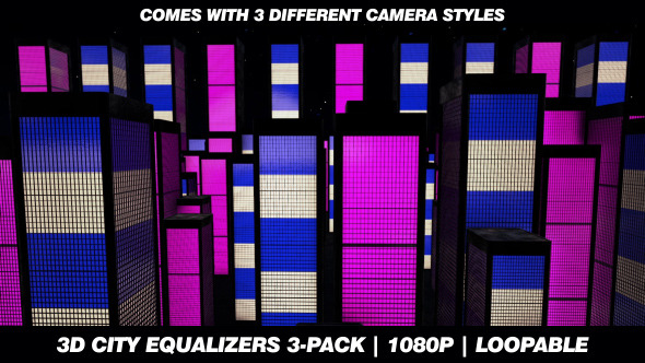 3D City Equalizers 3-Pack HD Animations