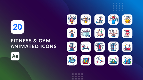 Fitness and Gym Animated Icons | After Effects alt