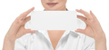 Woman with a mockup in her hand on a white background isolate - PhotoDune Item for Sale