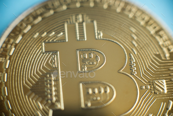 itcoin, BTC, Bit Coin. Macro shot of Bitcoin Blockchain technology, bitcoin mining concept. Soft selective focus