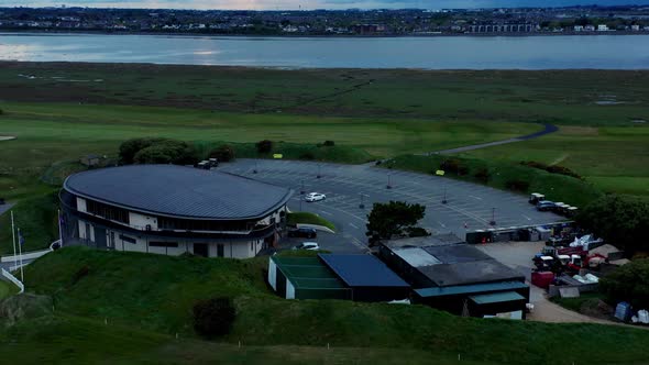 Aerial view  over the North Bull Island at sunset