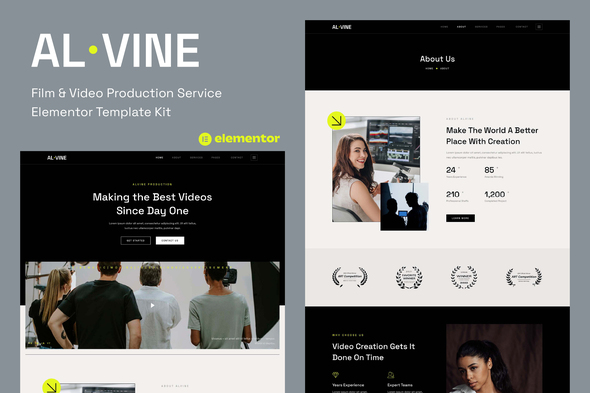 Alvine - Film & Video Production Service Elementor Template Kit