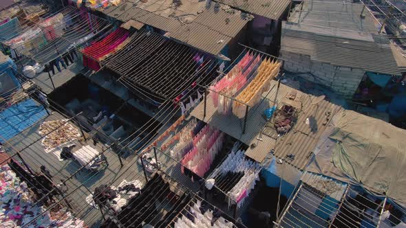 Mumbai, India, Dharavi slums, 4k aerial drone footage
