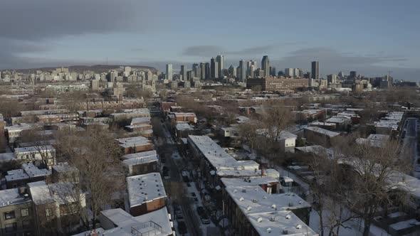 4K winter City Montreal Sunrise Drone Landscape sequence_001