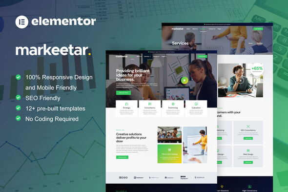 Markeetar - Digital Marketing Agency Elementor Pro Template Kit