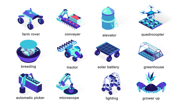 Farming of the future - Isometric Icons