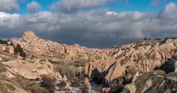 Amazing View of Turkish Fortress Uchisar in the Cappadocia Turkey