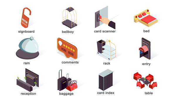 Hotel - Isometric Icons