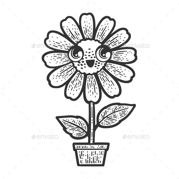 Cartoon Chamomile Flower Sketch Vector