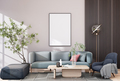 mock up poster frame in modern interior fully furnished rooms background, living room, - PhotoDune Item for Sale