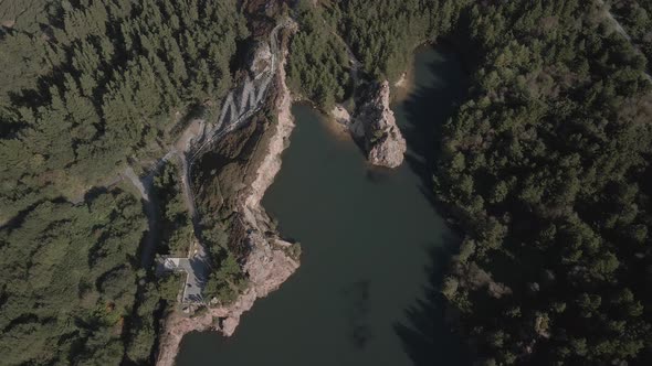 Top View Of Disused Carrigfoyle Quarry In Barntown, Popular Scenic Spot In County Wexford In Ireland