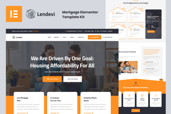 Lendevi - Mortgage Elementor Template Kit
