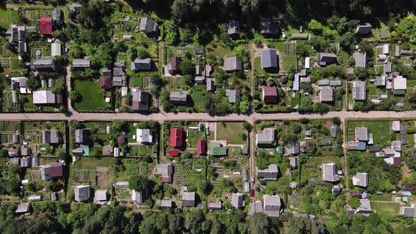 Bird'seye View of a Residential Village in the Middle of the Forest