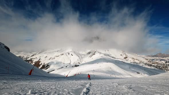 Timelapse of Ski Resort in Dolomites Italy