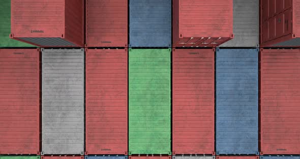 Drone View of Cargo Shipping Container Stacks alt