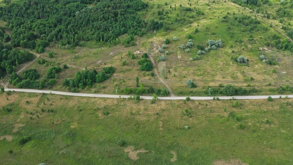 Aerial View Country Road In Nature