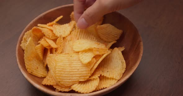 Eat with stack of potato chip