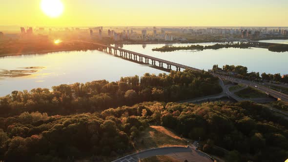 Monument Motherland in the Morning. Kyiv, Ukraine. Aerial View